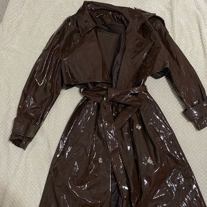 PLT Vinyl Brown Trench Coat